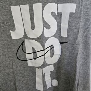 Nike Youth Medium Gray Tee With 'Just Do It' Logo In White T-Shirt